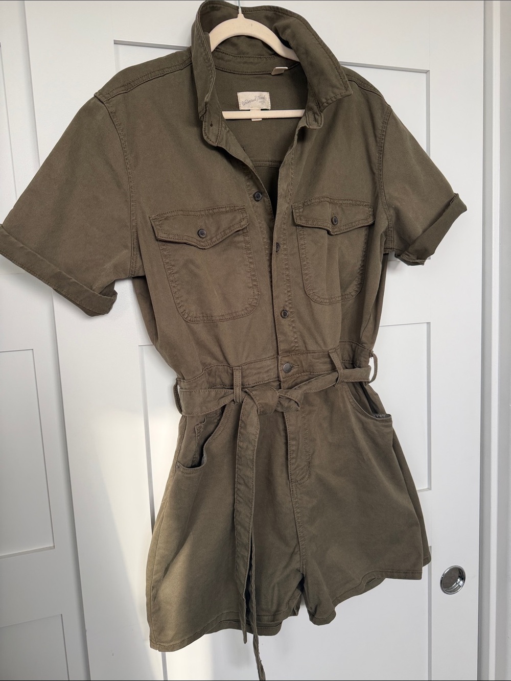 Universal Thread Olive Utility Tie-Waist Romper Shorts